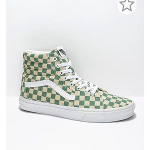 Vans Sk8-Hi Checker Light Green & White Skate Shoes